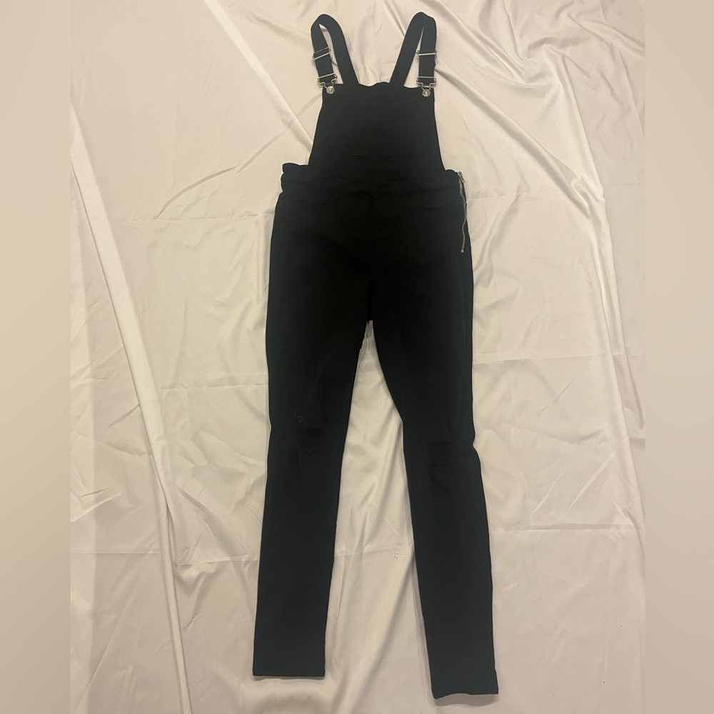 H&M Black Overalls with Silver Buckles